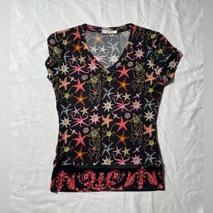 Versace Collection Black Marine Starfish V Neck T shirt women size 2 (38)